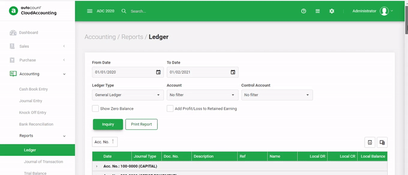 Informative Ledger Report